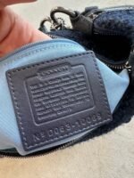 Vintage Y2K Coach Flower Navy Wool Croissant Shoulder Bag - Image 8