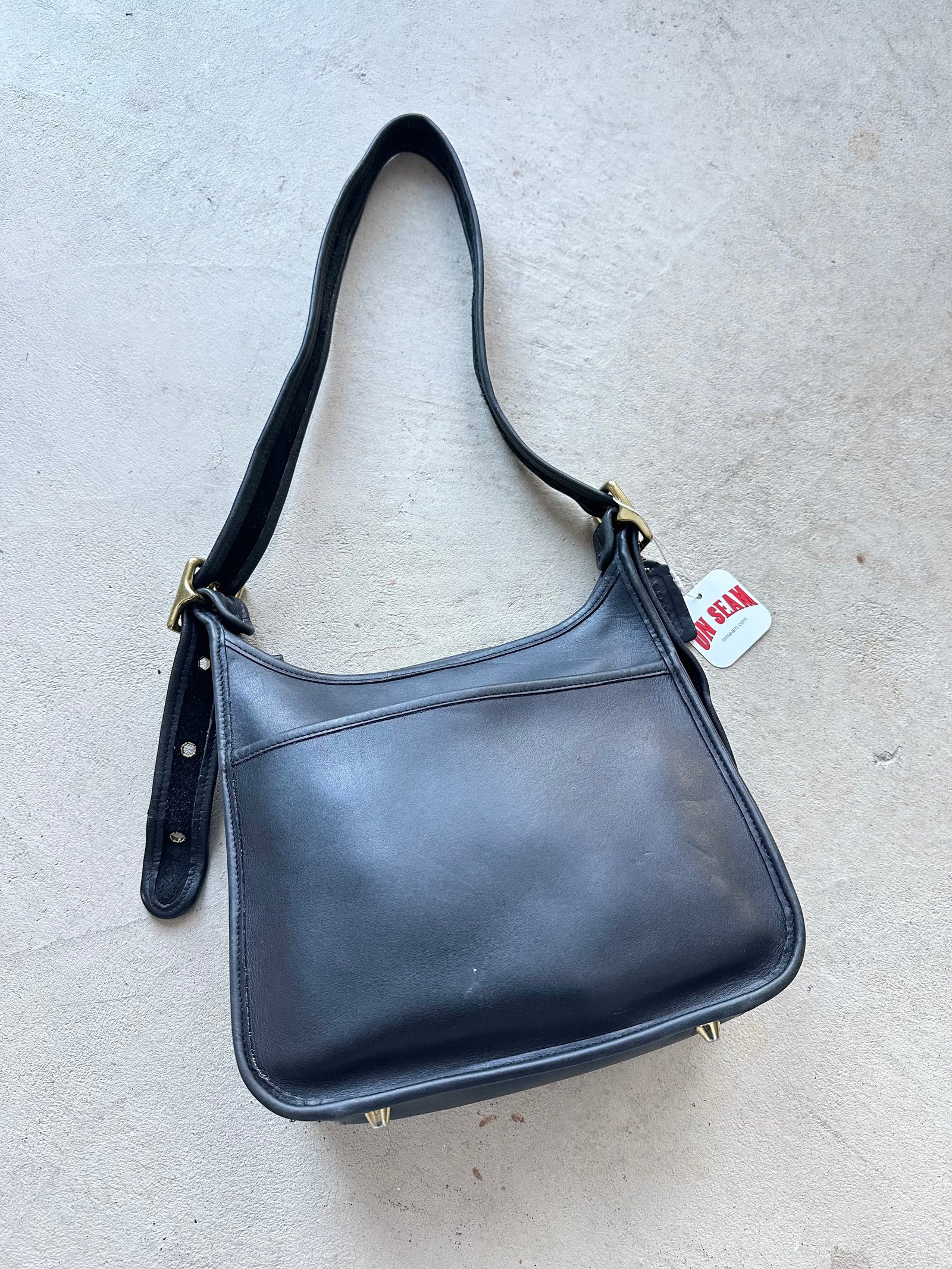 0D88D86F-FFAD-44BB-8857-5F39965AE497 Vintage Coach Ergo Style Black Leather Shoulder Bag 9966 - Image 1