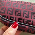 Vintage Fendi Baguette Red & Black Zucchino Shoulder Bag - Image 7