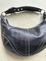 Vintage Y2K Coach Black Leather Croissant Shoulder Bag - Image 2