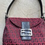 Vintage Fendi Baguette Style Red & Black Zucca Shoulder Bag - Image 4
