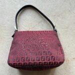 Vintage Fendi Baguette Style Red & Black Zucca Shoulder Bag - Image 9