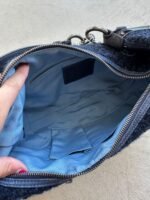 Vintage Y2K Coach Flower Navy Wool Croissant Shoulder Bag - Image 7