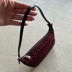 Vintage Fendi Baguette Red & Black Zucchino Shoulder Bag - Image 10