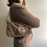 Vintage Fendi Brown Corduroy Mini Mama Baguette - Image 2