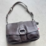 Vintage Y2K Coach Brown Square Soho Style Leather Shoulder Bag