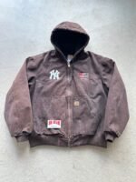 Vintage Yankees Carhartt Style Brown Hooded Jacket - XL