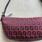 Vintage Fendi Baguette Red & Black Zucchino Shoulder Bag - Image 3