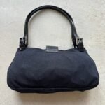 Vintage Fendi Mama Style Double Strap Black Nylon Shoulder Bag - Image 6