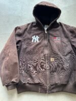 Vintage Yankees Carhartt Style Brown Hooded Jacket - XL - Image 2