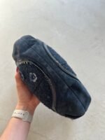 Vintage Y2K Coach Flower Navy Wool Croissant Shoulder Bag - Image 4