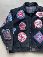 Rare Vintage 90s Jeff Hamilton MLB Suede Patchwork Jacket - XXL - Image 3