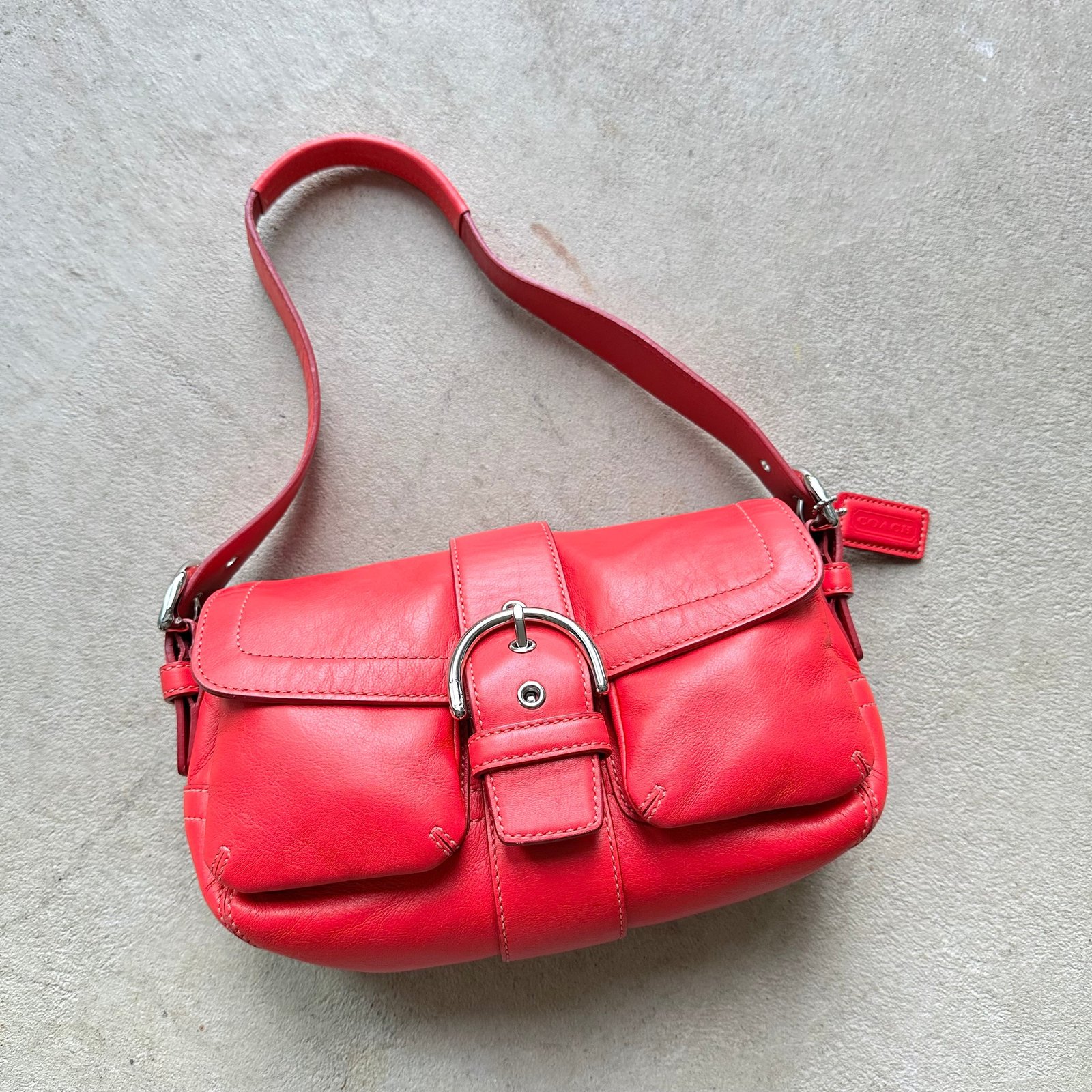 BE1530A7-4293-4E67-A9E0-B2795119B3D2 Vintage Y2K Coach Red Mini Leather Square Soho Shoulder Bag - Image 1