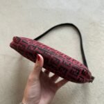 Vintage Fendi Baguette Red & Black Zucchino Shoulder Bag - Image 5