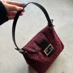 Vintage Fendi Baguette Style Red & Black Zucca Shoulder Bag - Image 12