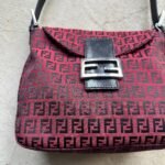 Vintage Fendi Baguette Style Red & Black Zucca Shoulder Bag - Image 3