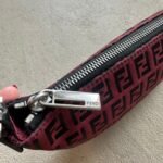 Vintage Fendi Baguette Red & Black Zucchino Shoulder Bag - Image 6