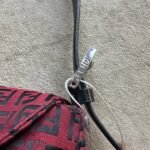 Vintage Fendi Baguette Style Red & Black Zucca Shoulder Bag - Image 5
