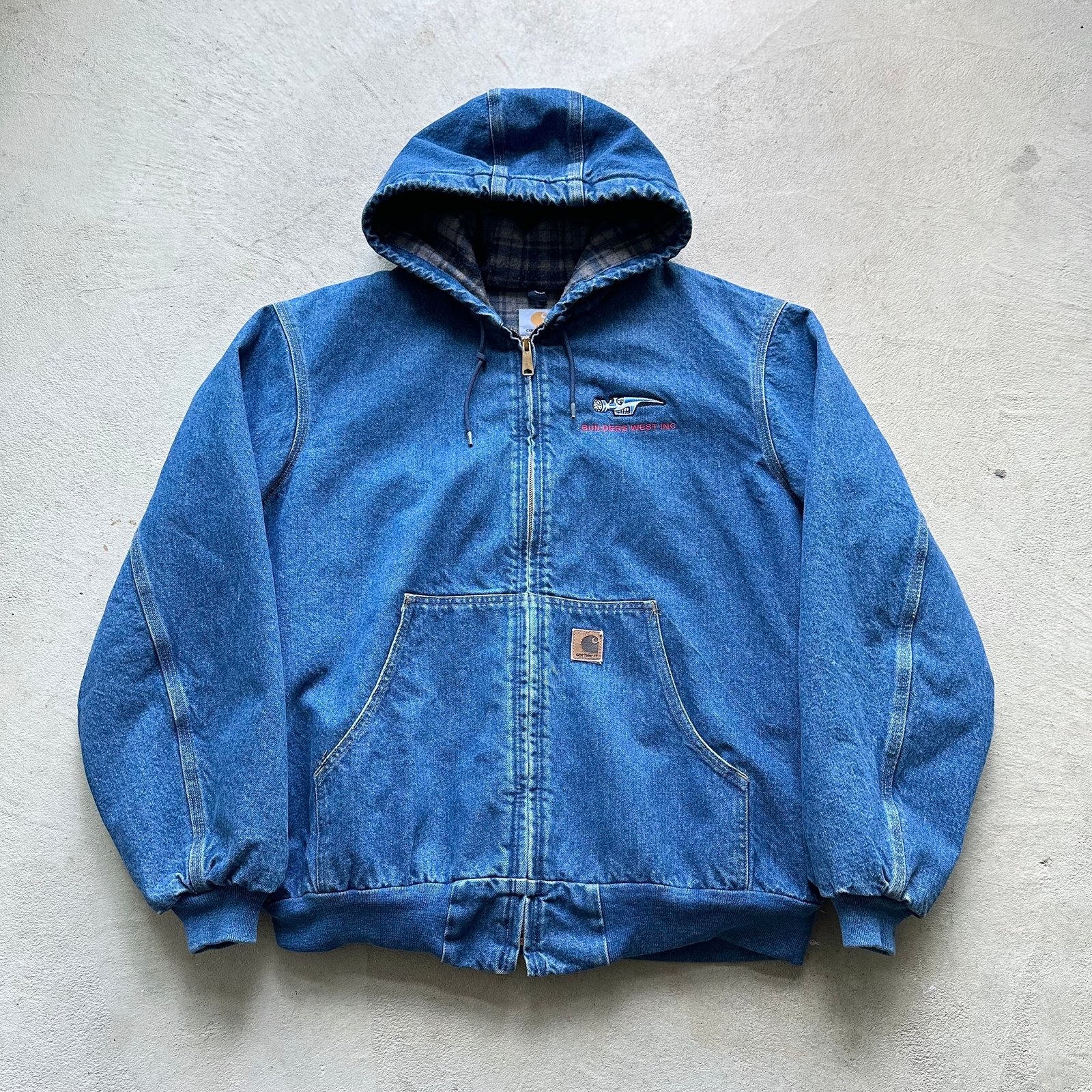 E2DABF6A-BF74-4D5D-B269-A89D5CA8749C Vintage Carhartt Denim Hooded Jacket - XL - Image 1