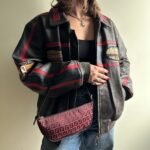 Vintage Fendi Baguette Red & Black Zucchino Shoulder Bag - Image 2