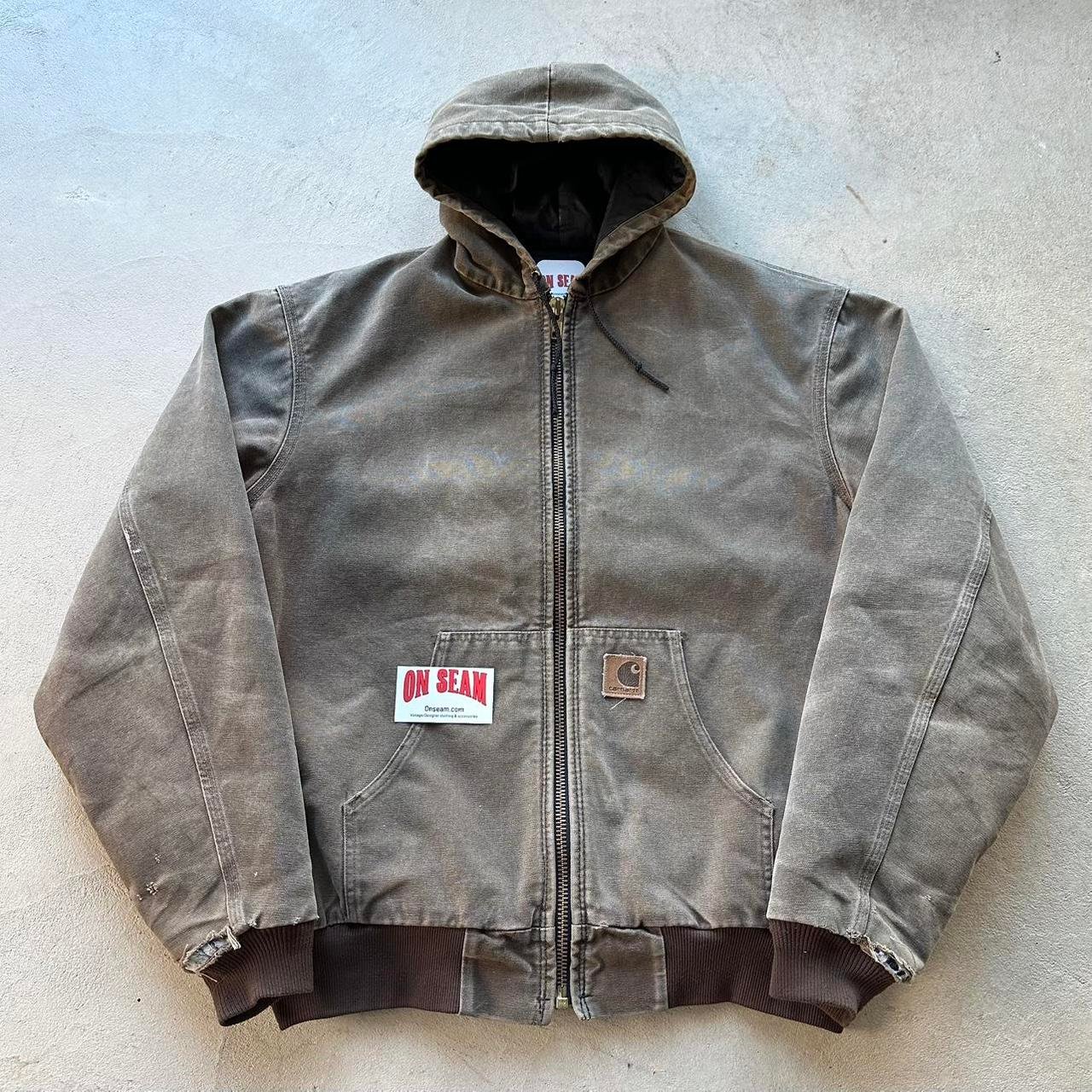 P0_28_fadbad7e-6c53-4352-aa5a-c661bbeb1496 Vintage Carhartt Faded Brown Hooded Jacket - XL - Image 1