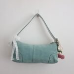 Y2K Coach Mint Blue Suede East West Bag