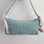 Y2K Coach Mint Blue Suede East West Bag - Image 3