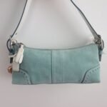Y2K Coach Mint Blue Suede East West Bag - Image 2