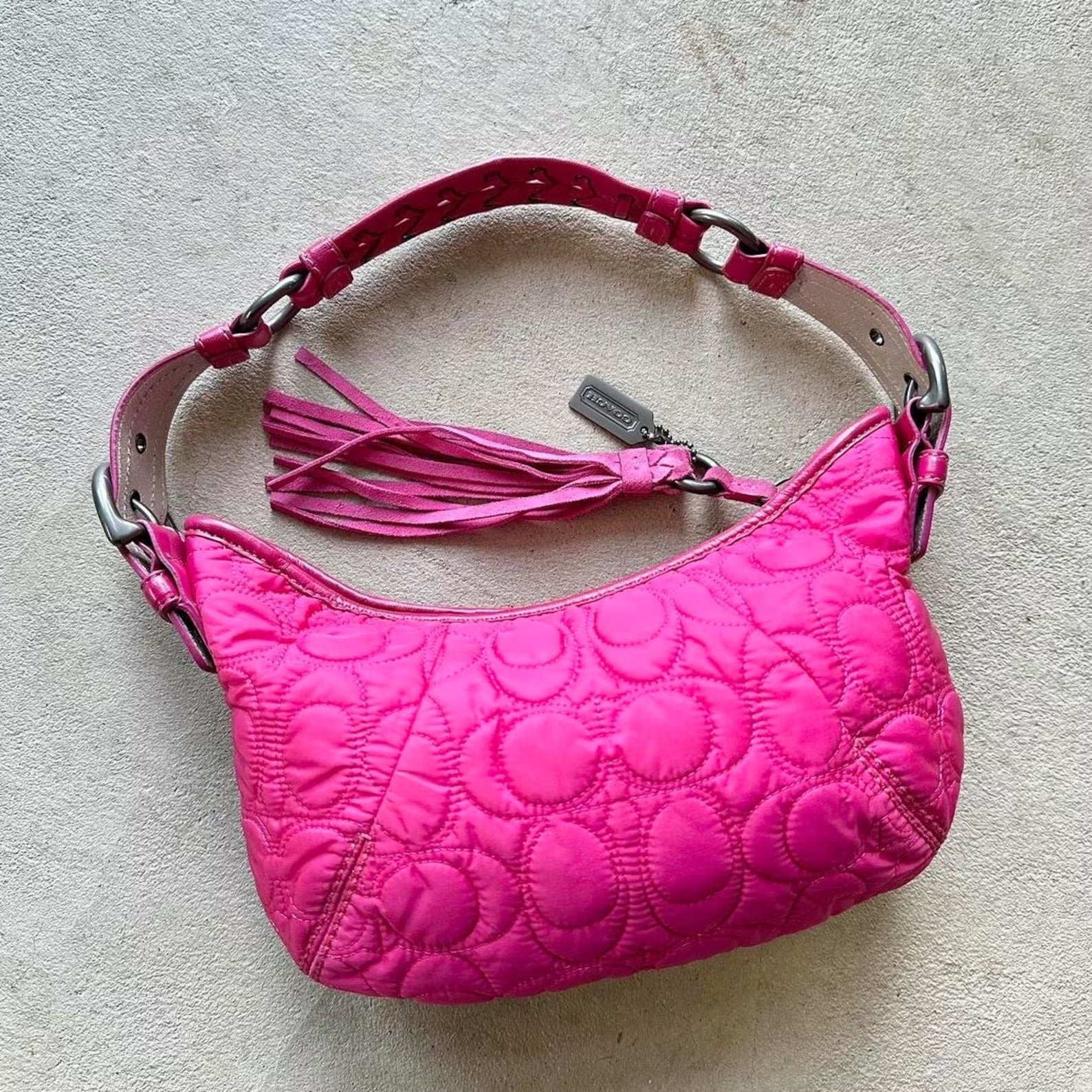 il_1588xN.5943703756_gfhncopy Vintage Y2K Coach Quilted Pink Hobo Shoulder Bag - Image 1