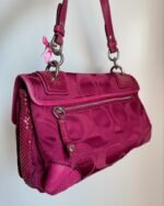 vintage authentic coach peyton pink signature flap shoulder bag with turn lock 🩷 - Image 4