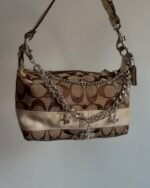 vintage authentic coach tan signature mini pouchette shoulder bag 👜