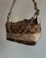 vintage authentic coach tan signature mini pouchette shoulder bag 👜 - Image 2