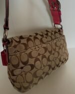 vintage authentic coach tan signature & pink leather soho shoulder bag with braided strap 🩷 two front pockets ✨ - Image 3