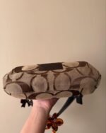 vintage authentic coach tan signature shoulder bag with brown stripe 🤎 - Image 7